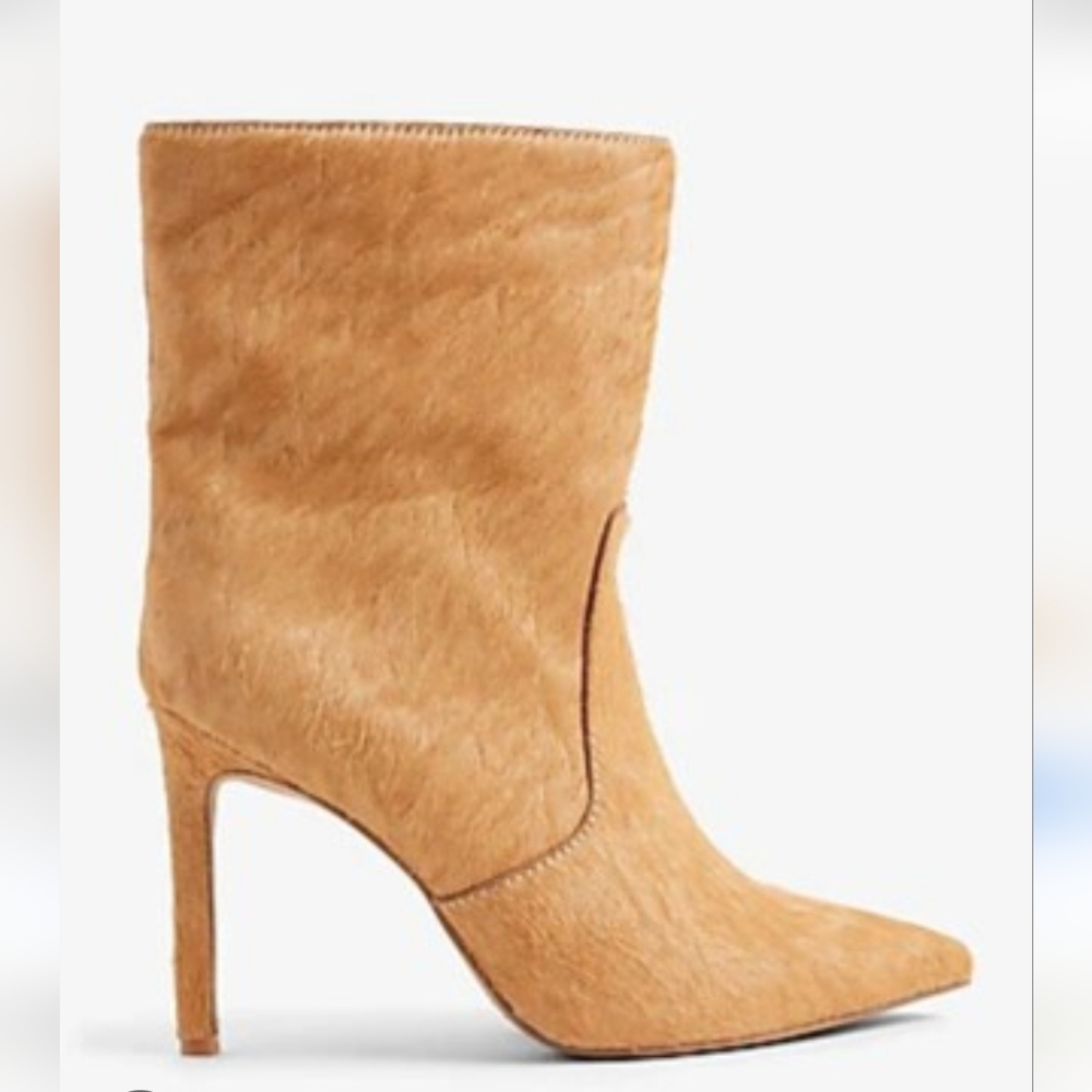 NWT Tan Suede Leather Heeled Boots SIZE 8 Genuine HaifCalf